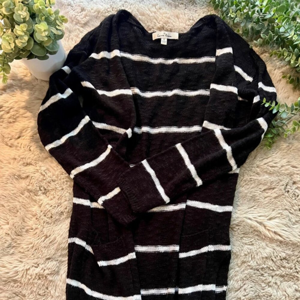 🖤 Love Tree Black & White Striped Cardigan - Size S